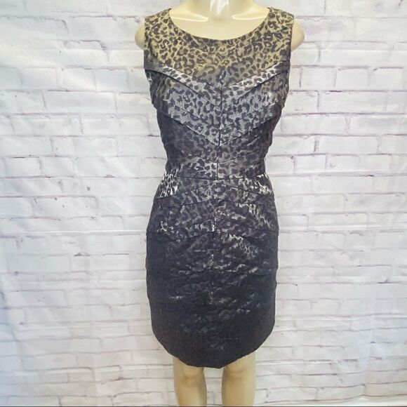 Adrianna Papell Leopard New with Tag Metallic Print Sheath Night Out Dress - Picture 2 of 12